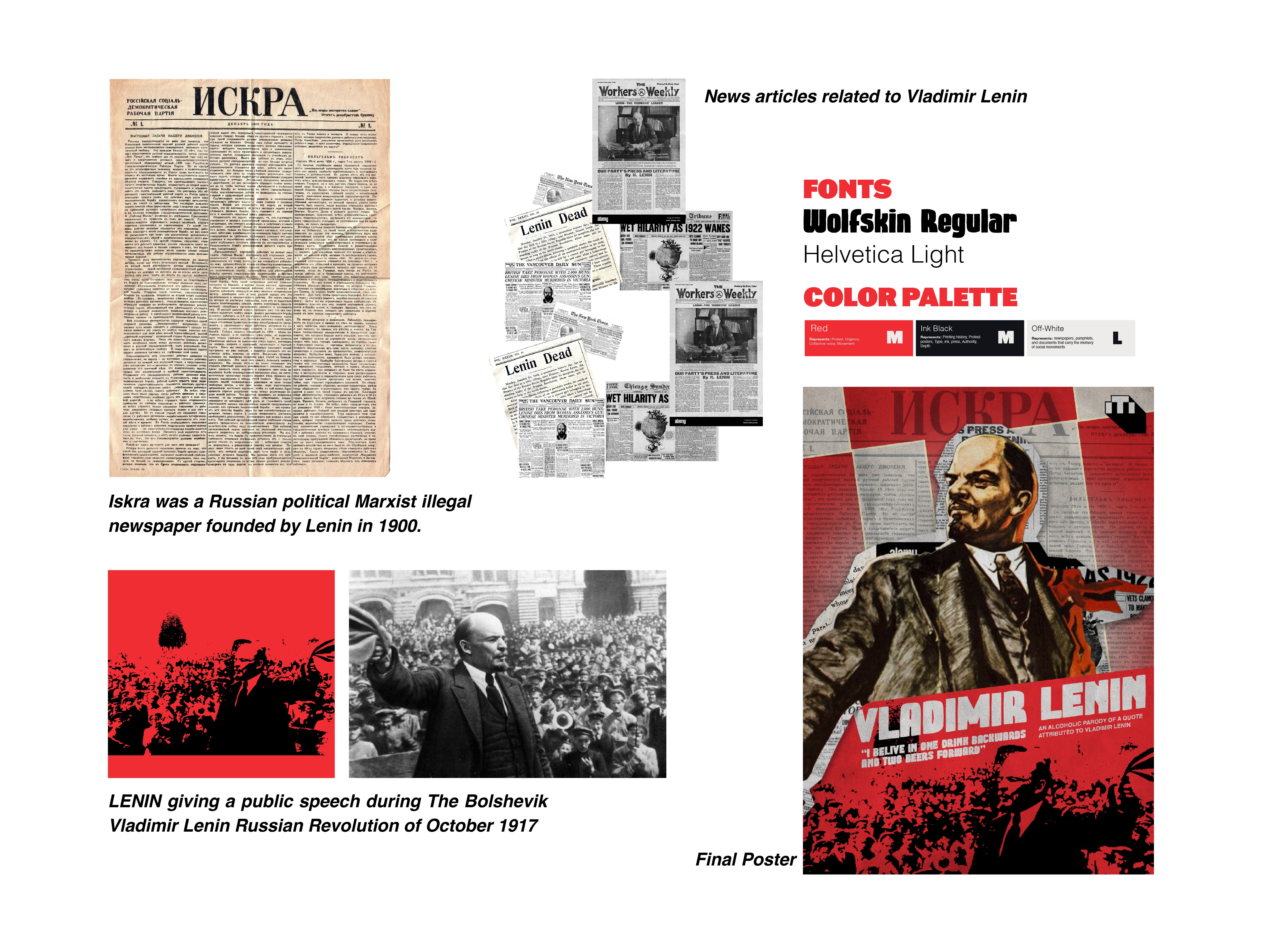 MML poster process board 02, Iskra research and final Lenin poster